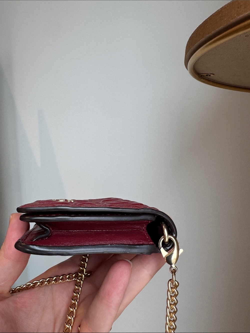 Coach Women's Red Leather Wallet on Gold Chain - Picture 6 of 10